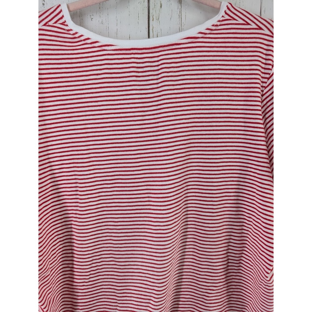 Croft Barrow Size XXL Womens Red White Striped Short Sleeve Cotton‎ Classic Tee - Picture 6 of 7